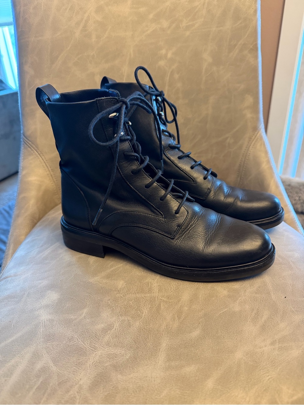 rag & bone Black Leather Lace-Up Women's Boots